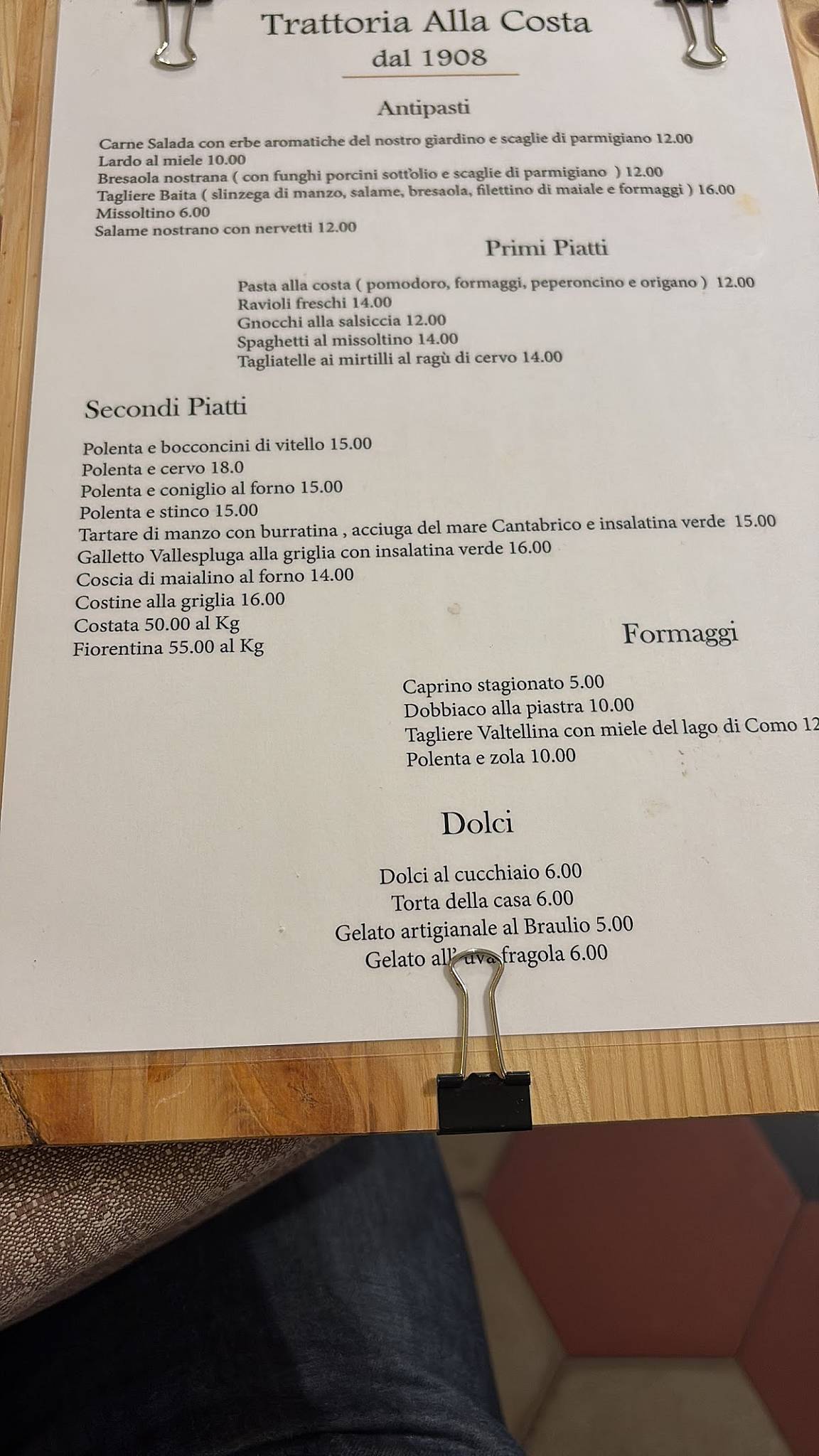Menu de La Costa