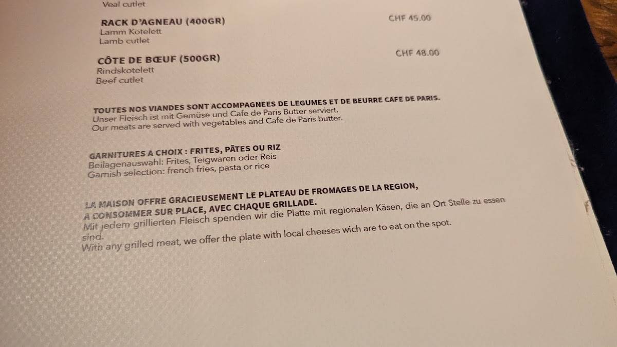 Menu di La Croix Blanche Epagny Sàrl 