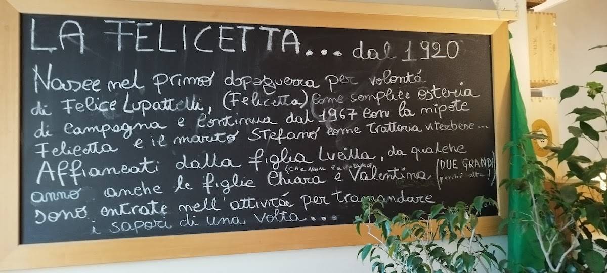 Menu di La Felicetta Restaurant Trattoria 