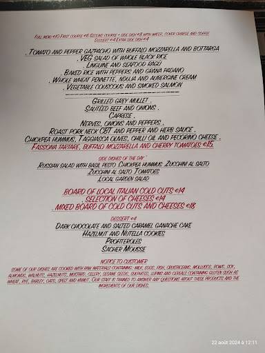 Menu di La Gemma 