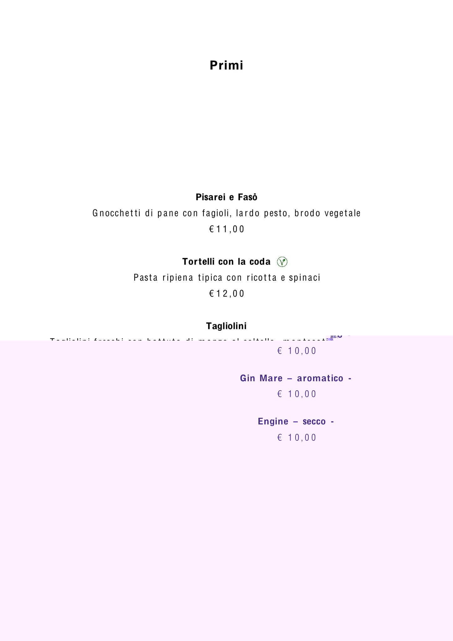 Menu da La Nuova Croce Bianca Ristorante Pizzeria, Castelnuovo Fogliani