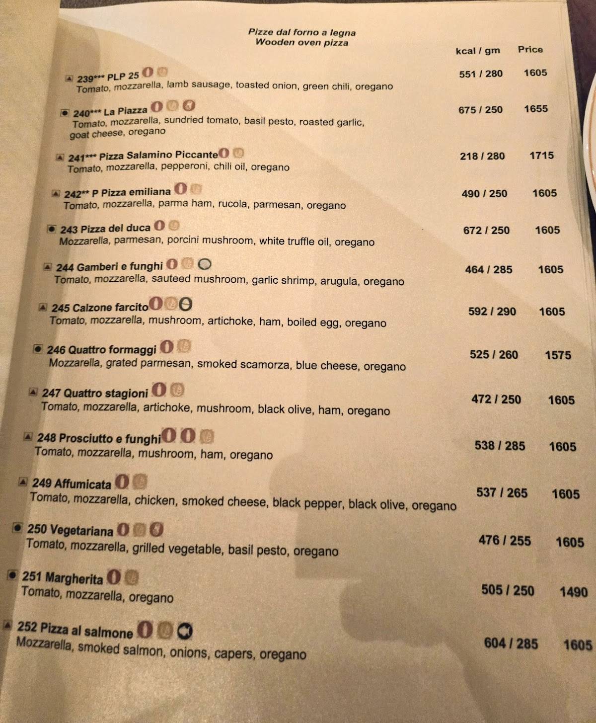 La Piazza menu