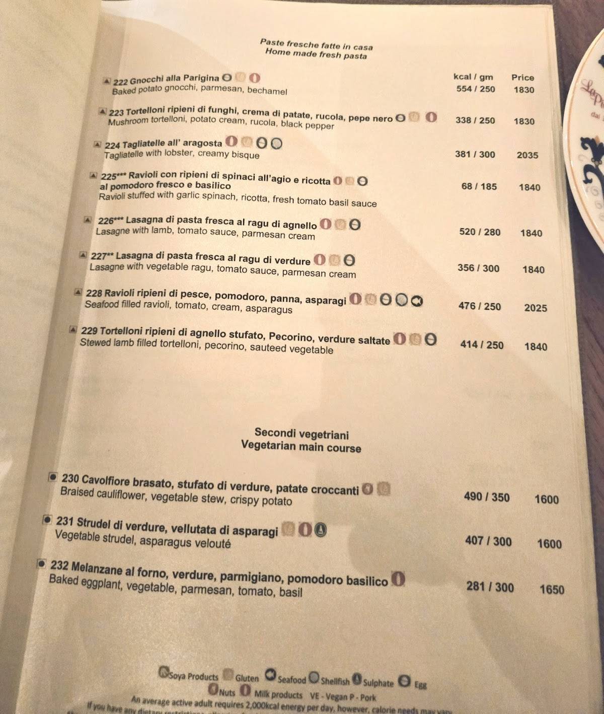 La Piazza menu