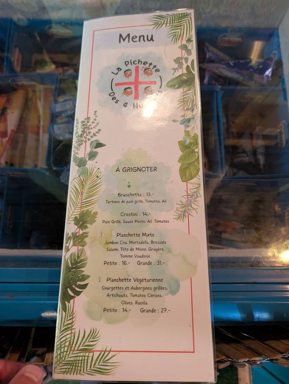 Menu di La Pichette des 4 Humeurs 