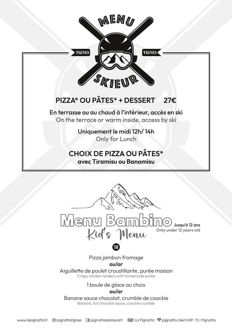 Menu de La Pignatta