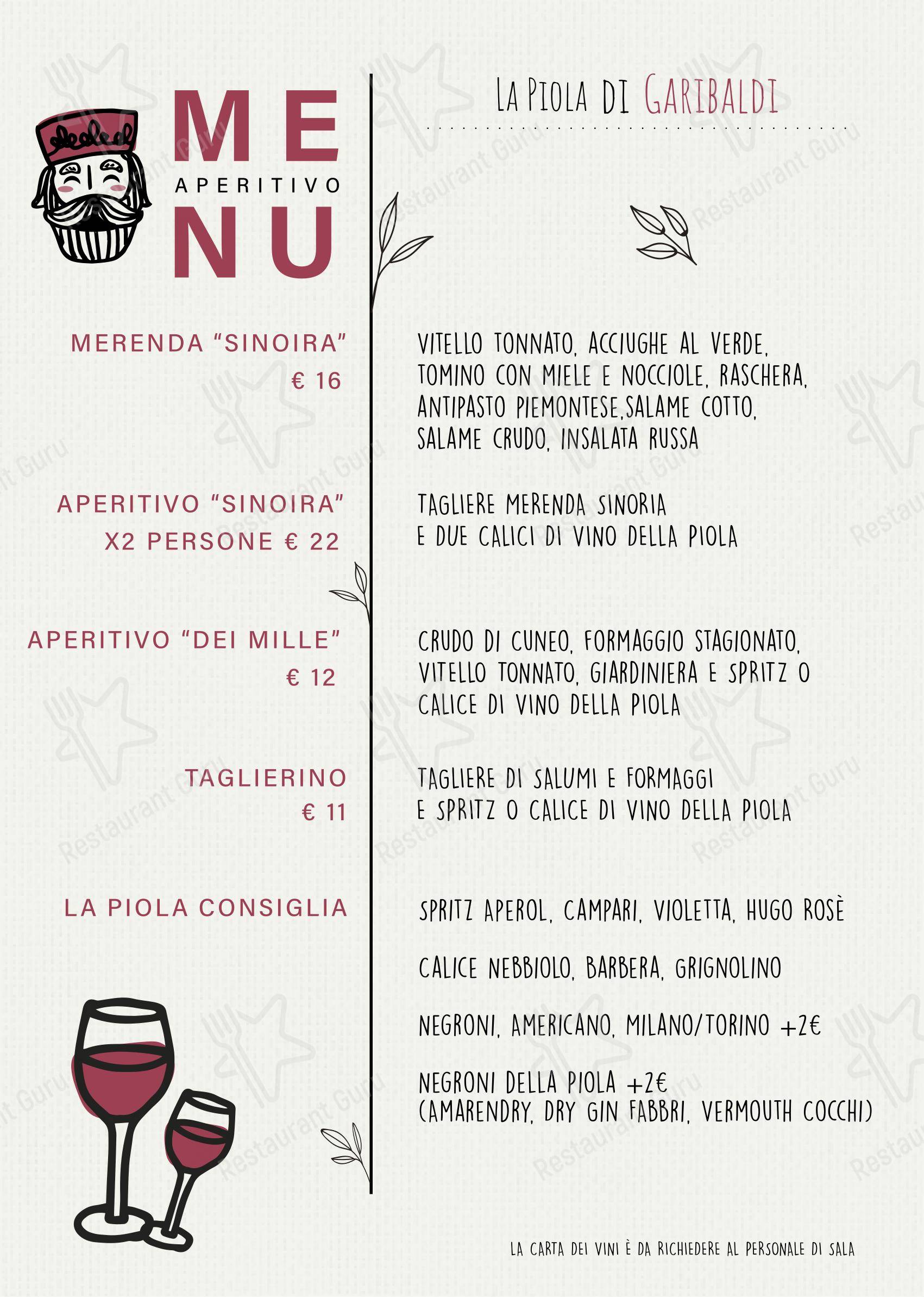 Menu di La Piola di Garibaldi - Menu