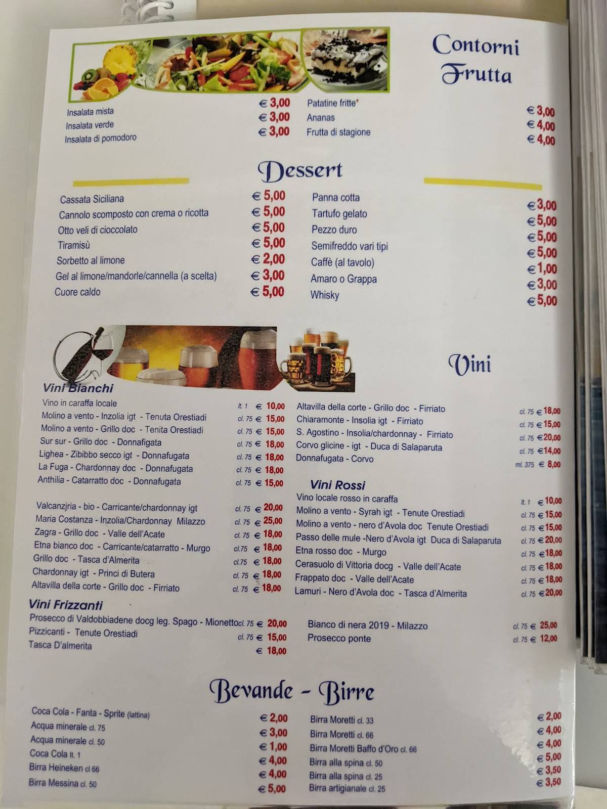 Menu di La Piscina 