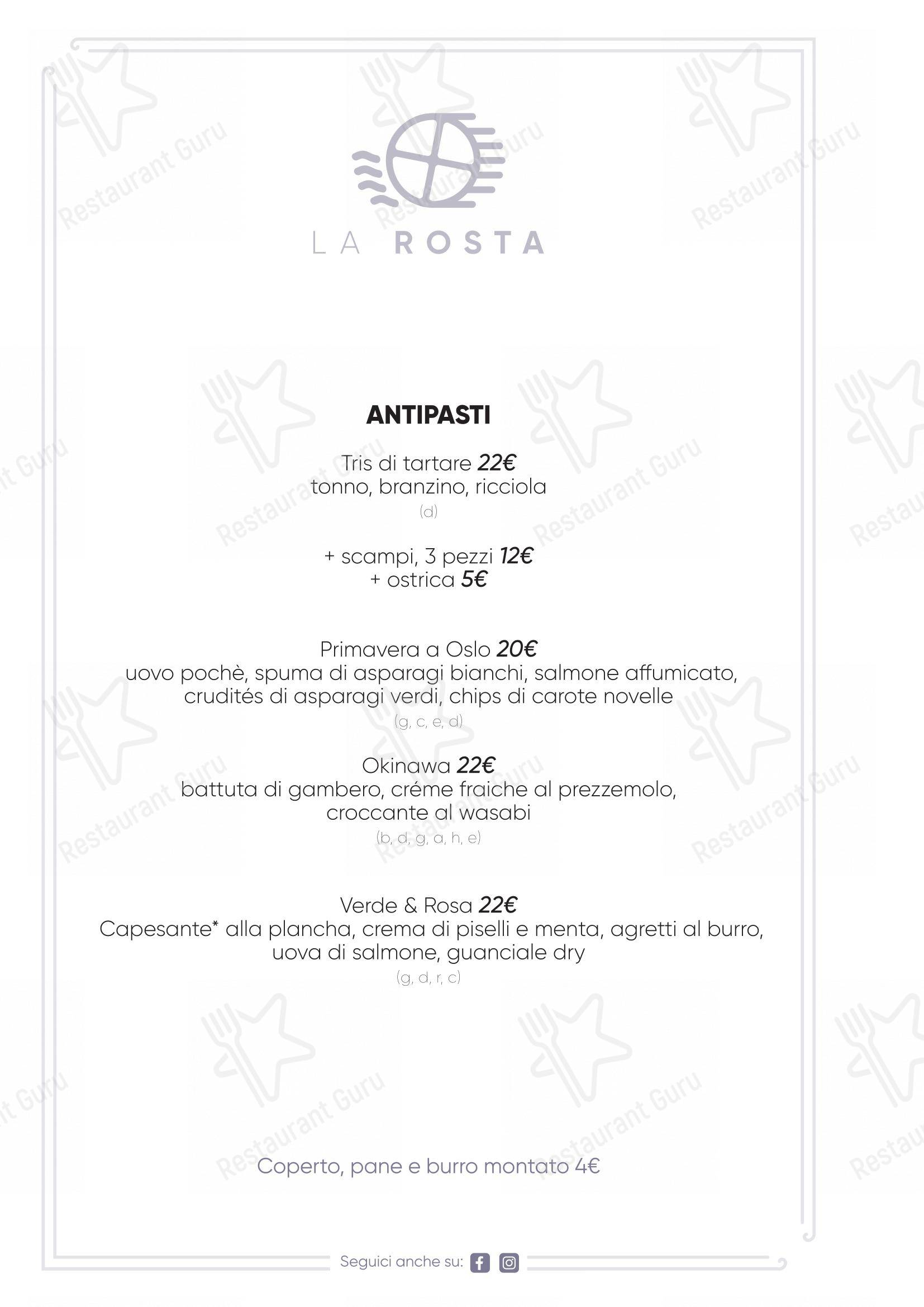 Menu per La Rosta ristorante