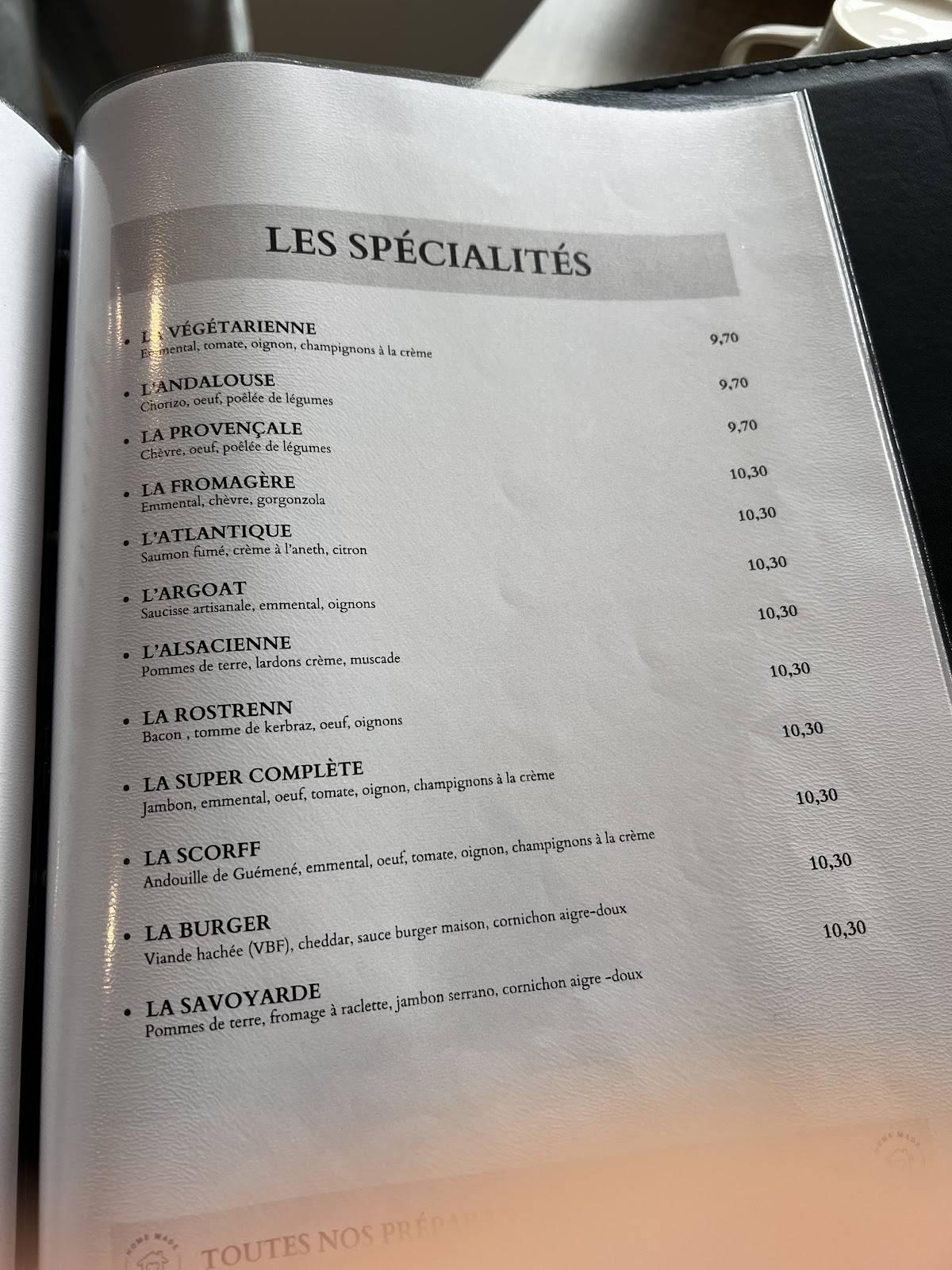 Menu de La Rozell