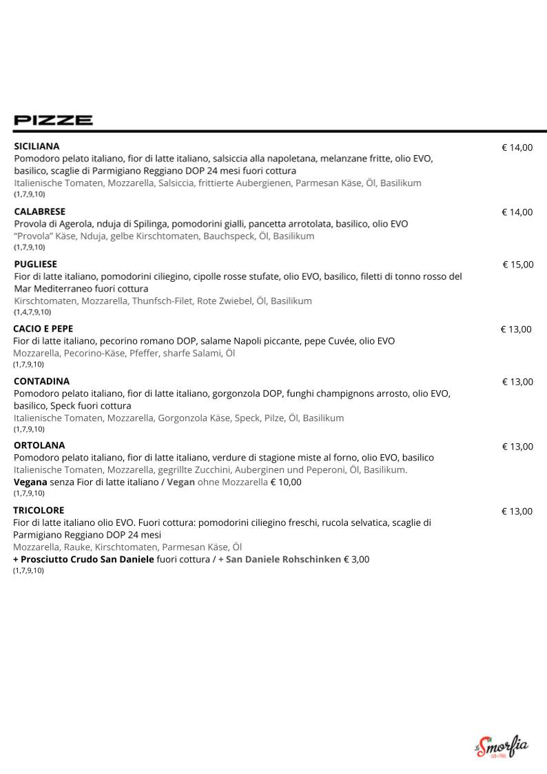 Menu di La Smorfia Merano 