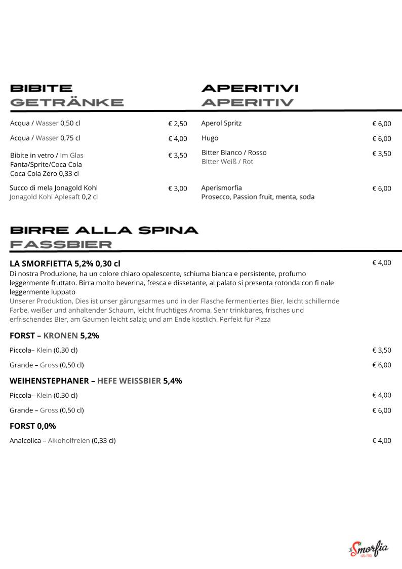 Menu di La Smorfia Merano 