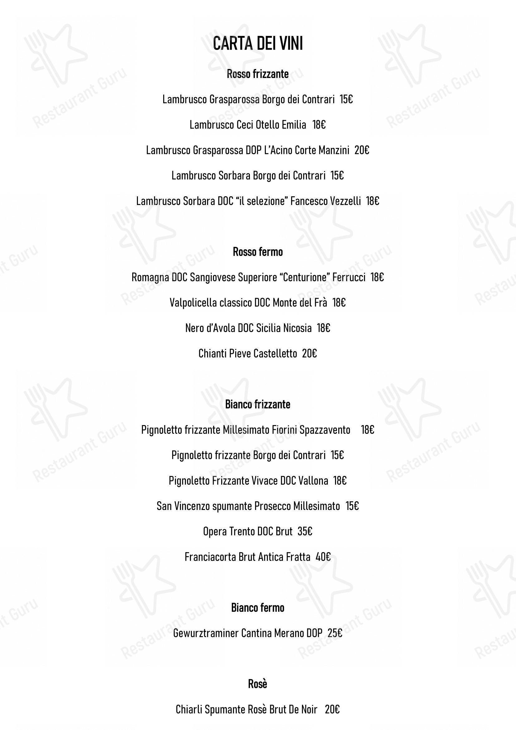 Menu per La Svolta ristorante