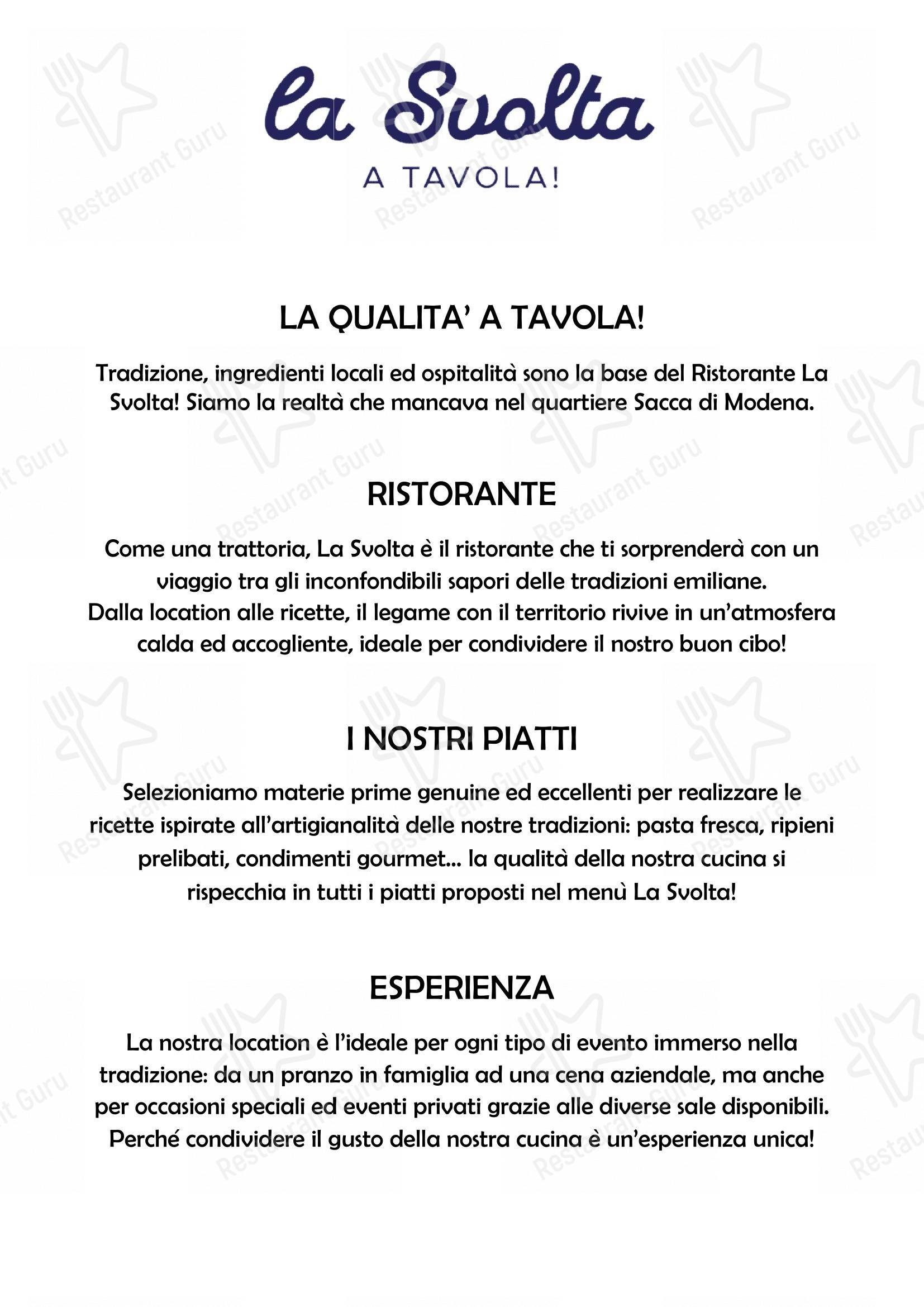 Menu di La Svolta - Menu