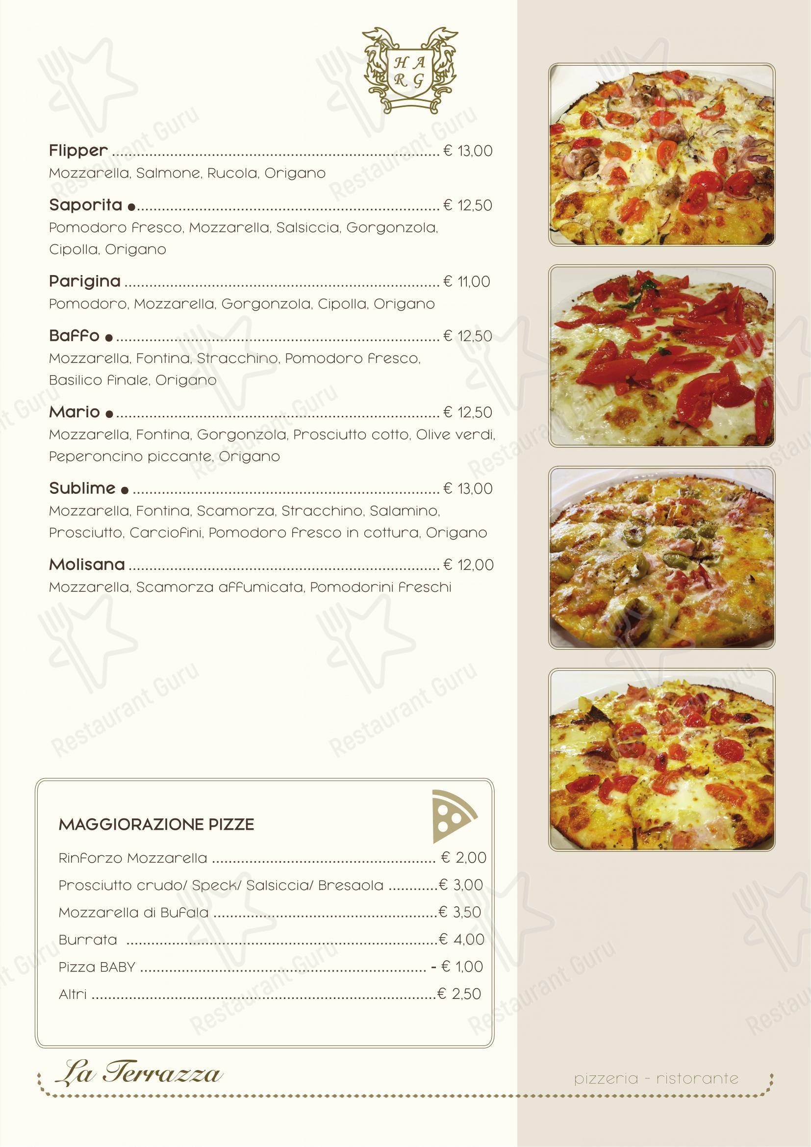 Menu per La Terrazza in Rivarolo Canavese
