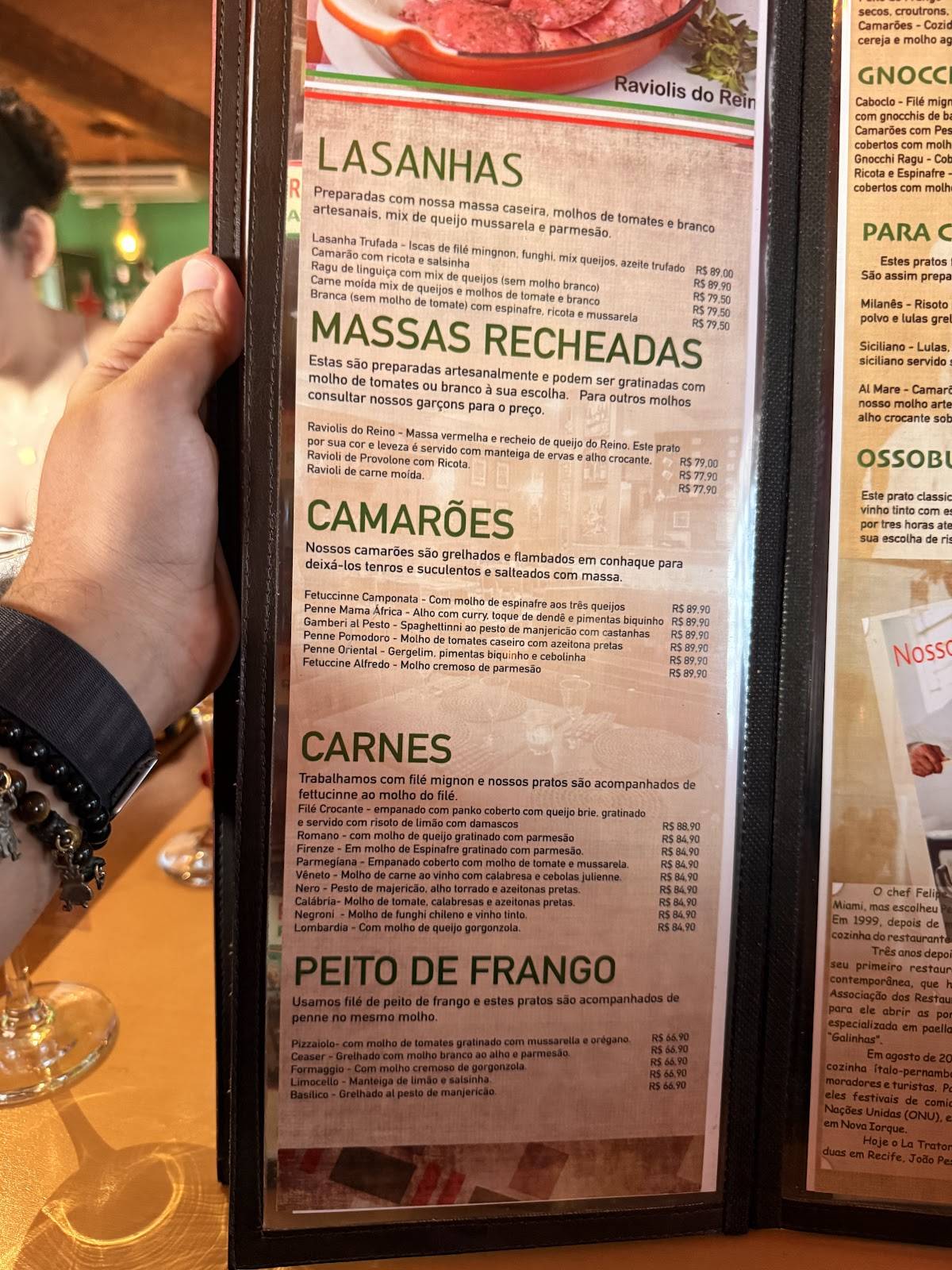 La Tratoria Jampa cardápio