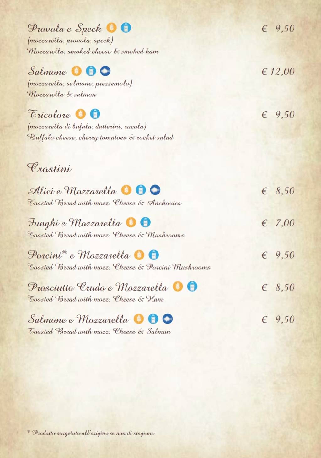 Menu di La Villetta 