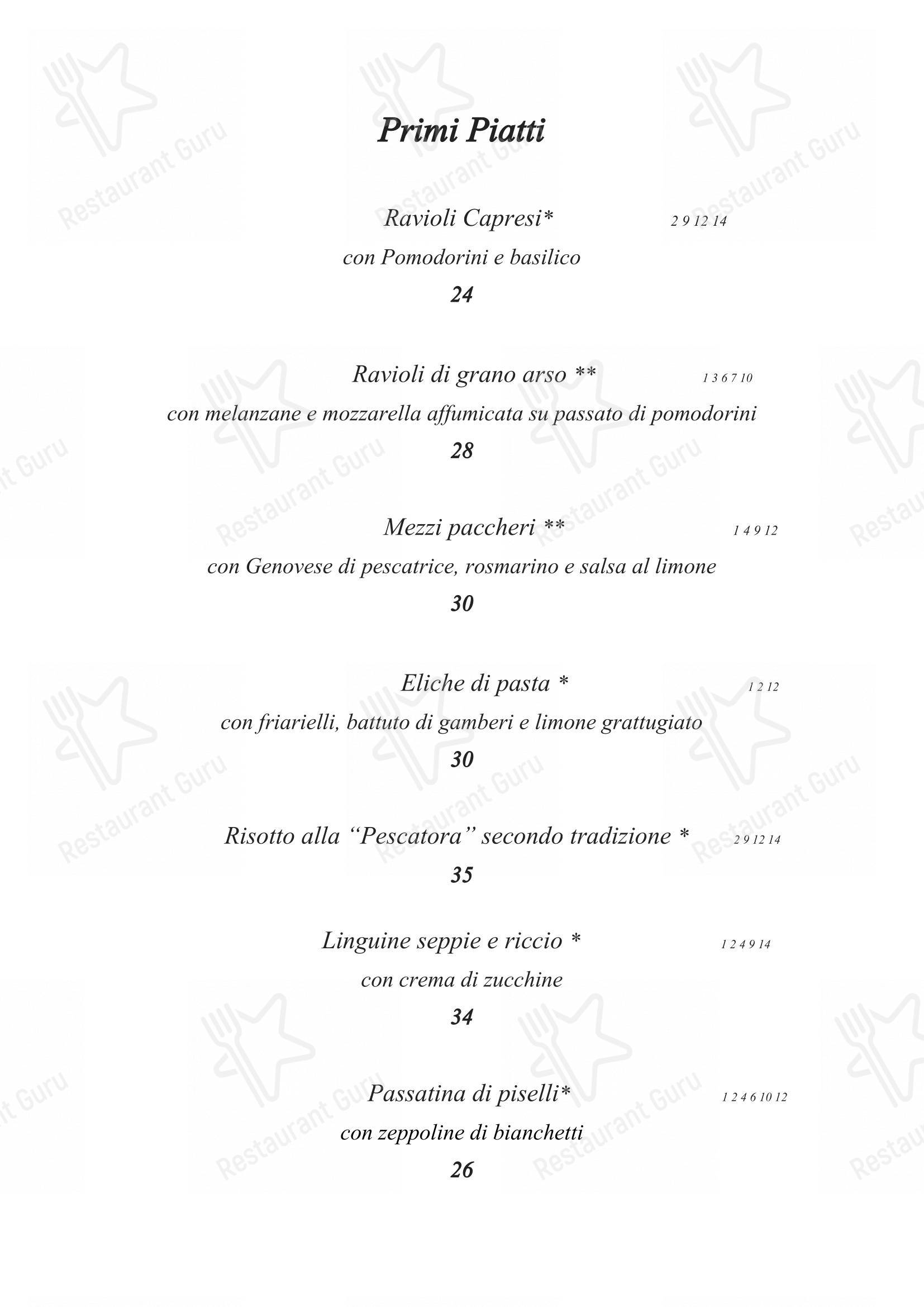 Menu di Casa Mariantonia - Menu bar