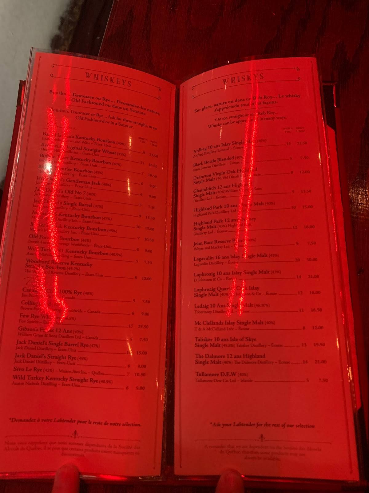 Menu de BAR LE LAB, COMPTOIR À COCKTAILS
