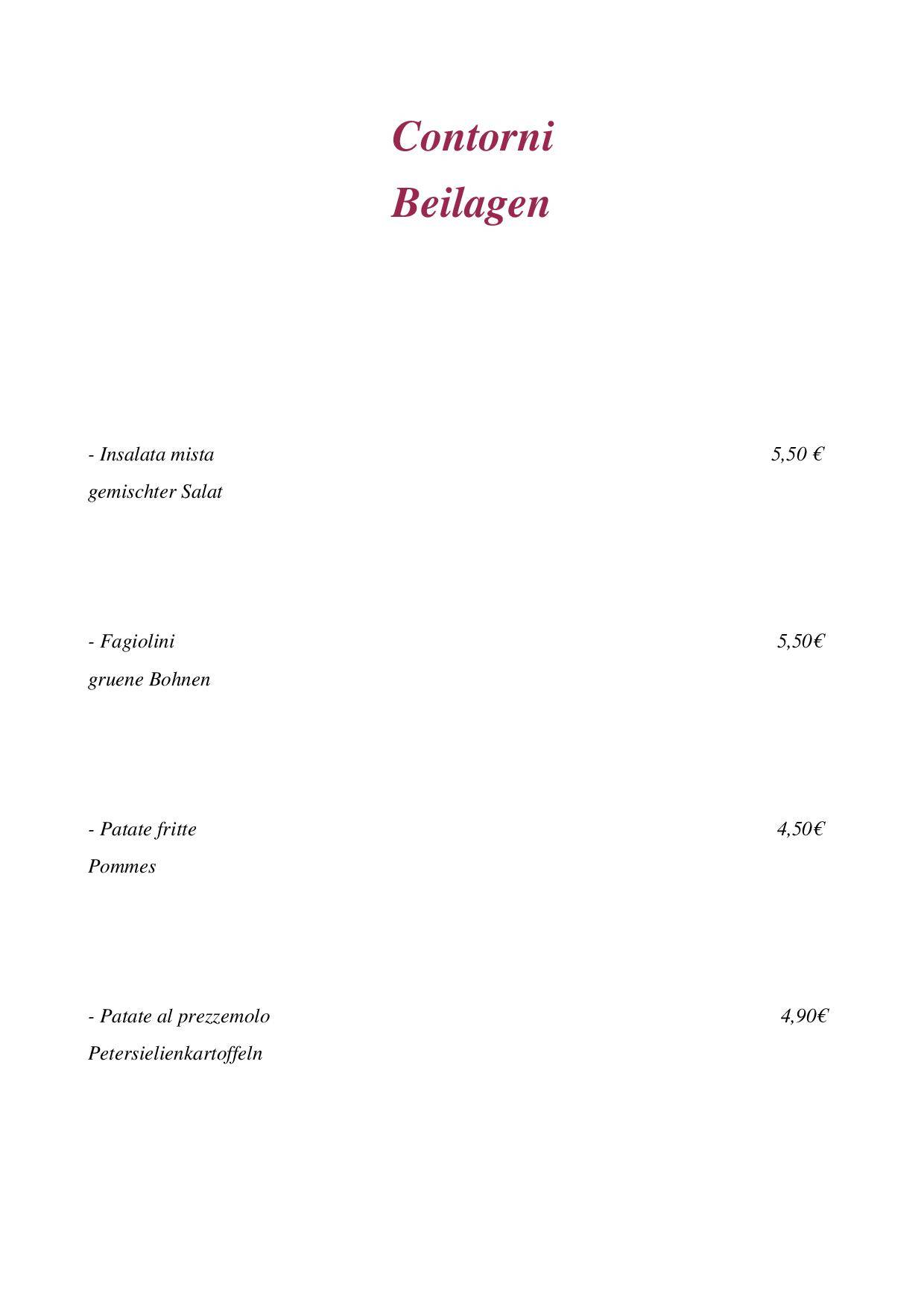 Menu di Pizzeria - Restaurant - Pension Löwen 