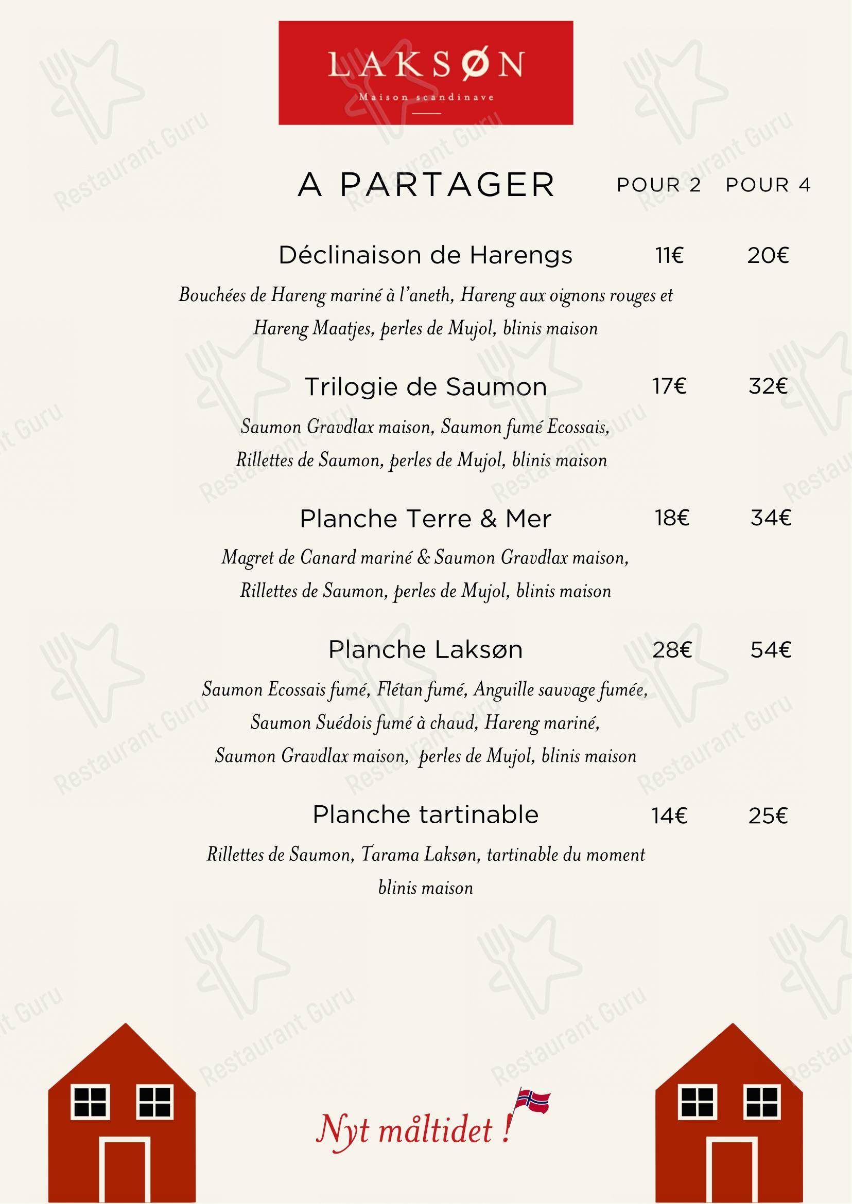 Menu pour Laksøn Rouen dans Rouen