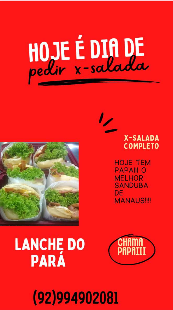Lanche do Pará , perto de casa cardápio