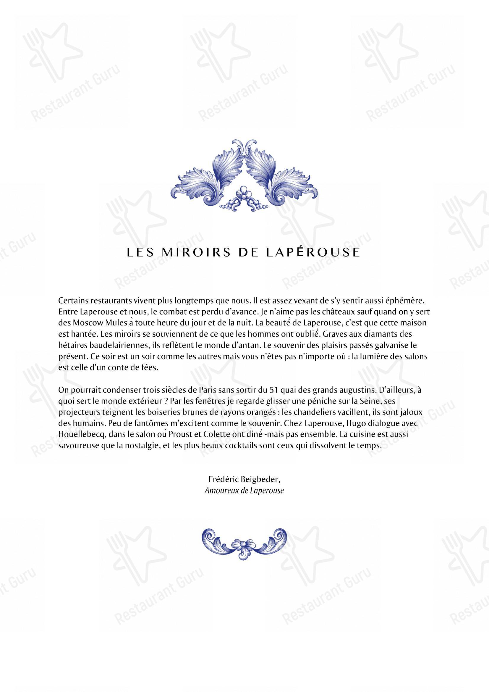 Menu pour Lapérouse restaurant