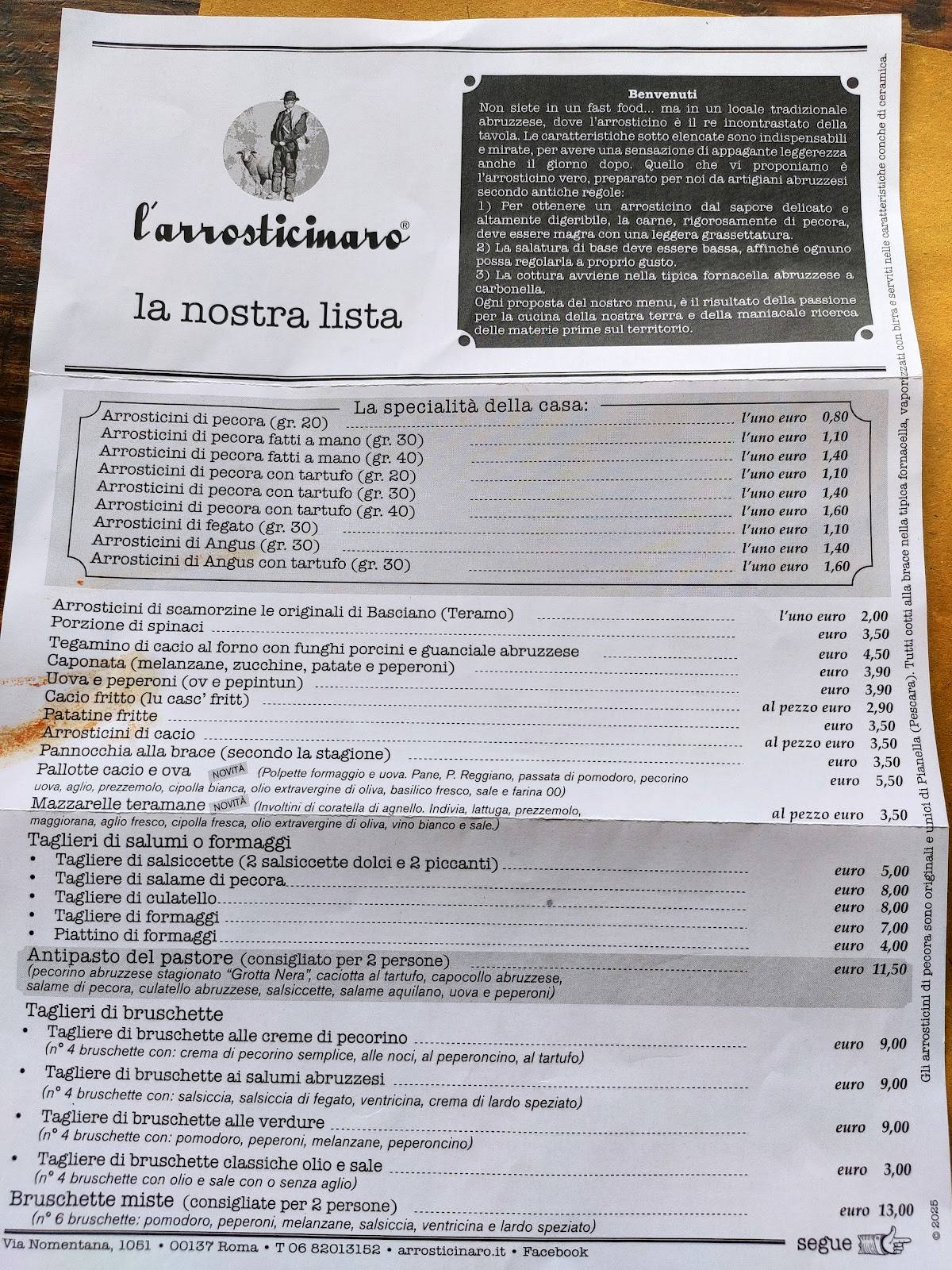 Menu di L'arrosticinaro 