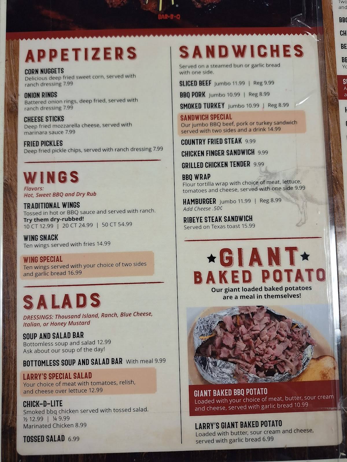 Menu at Larry's Real Pit Bar-B-Q, Enterprise