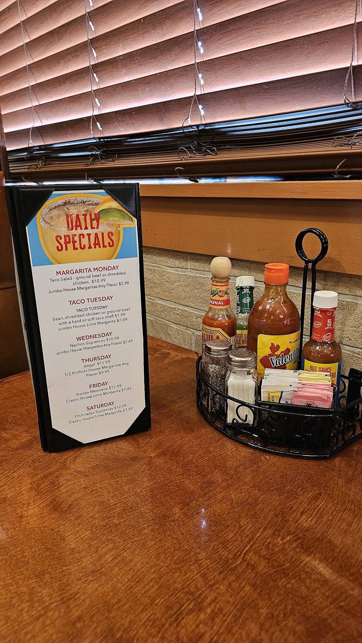 Menu at Las Palapas Mexican Restaurant, Brewer