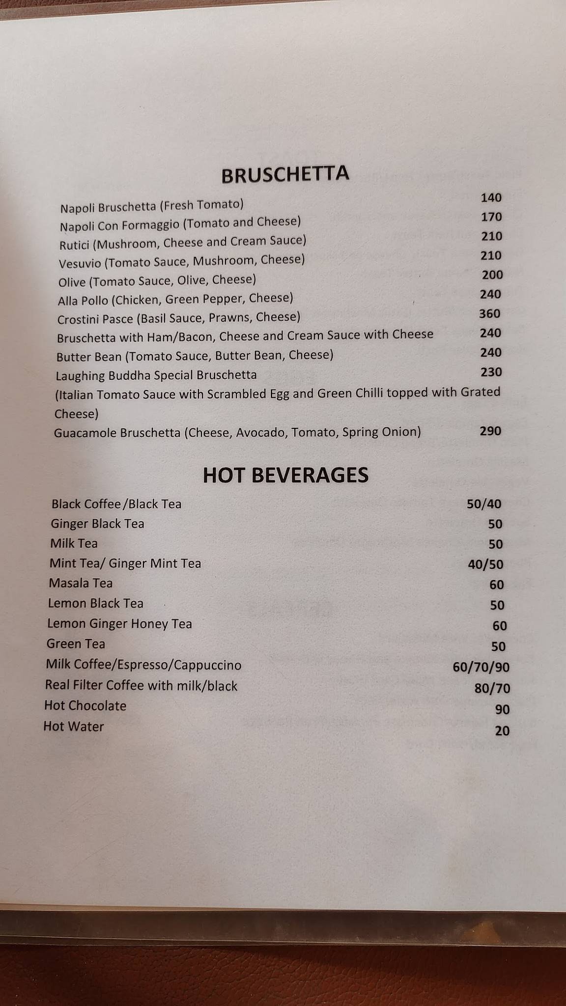 Laughing Buddha menu