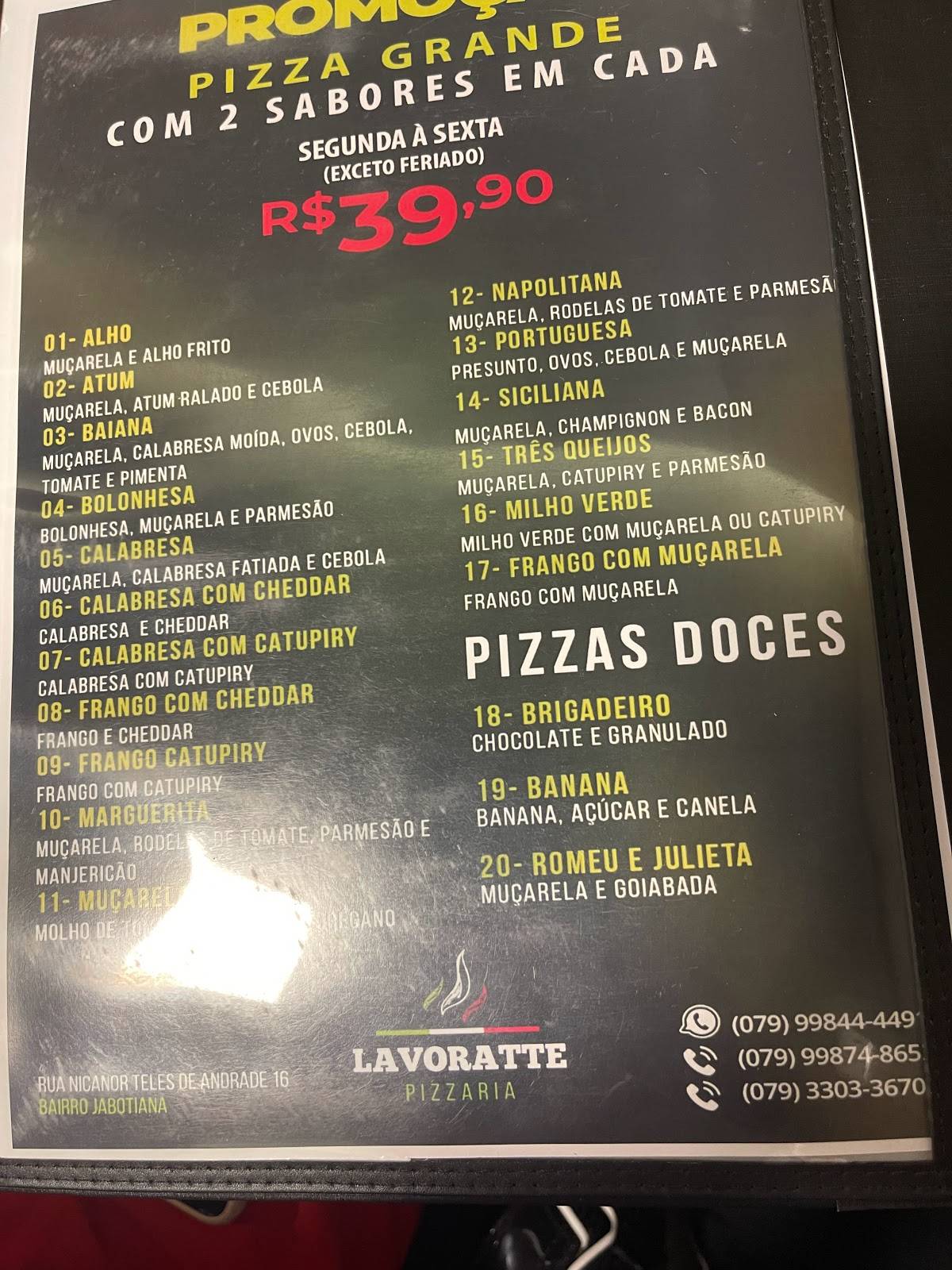 Lavoratte Pizzaria cardápio