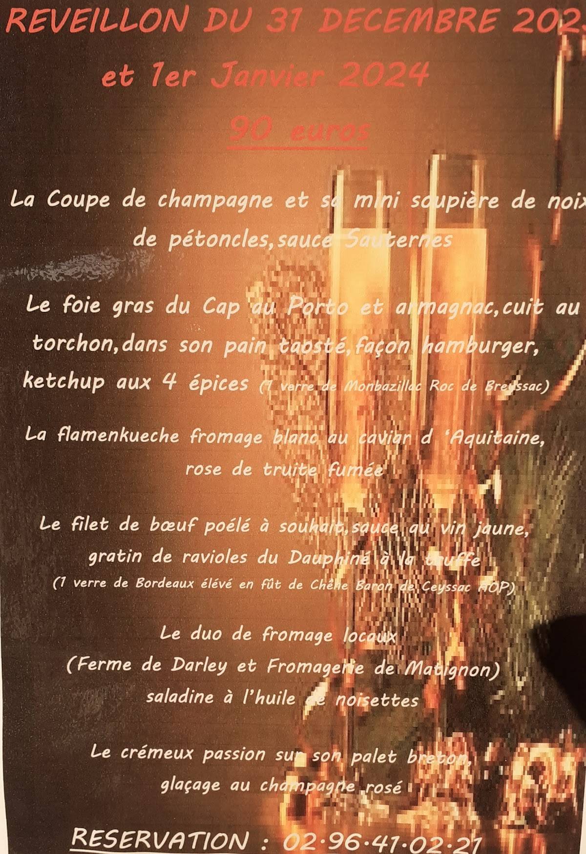 Menu de Le Cap Matignon