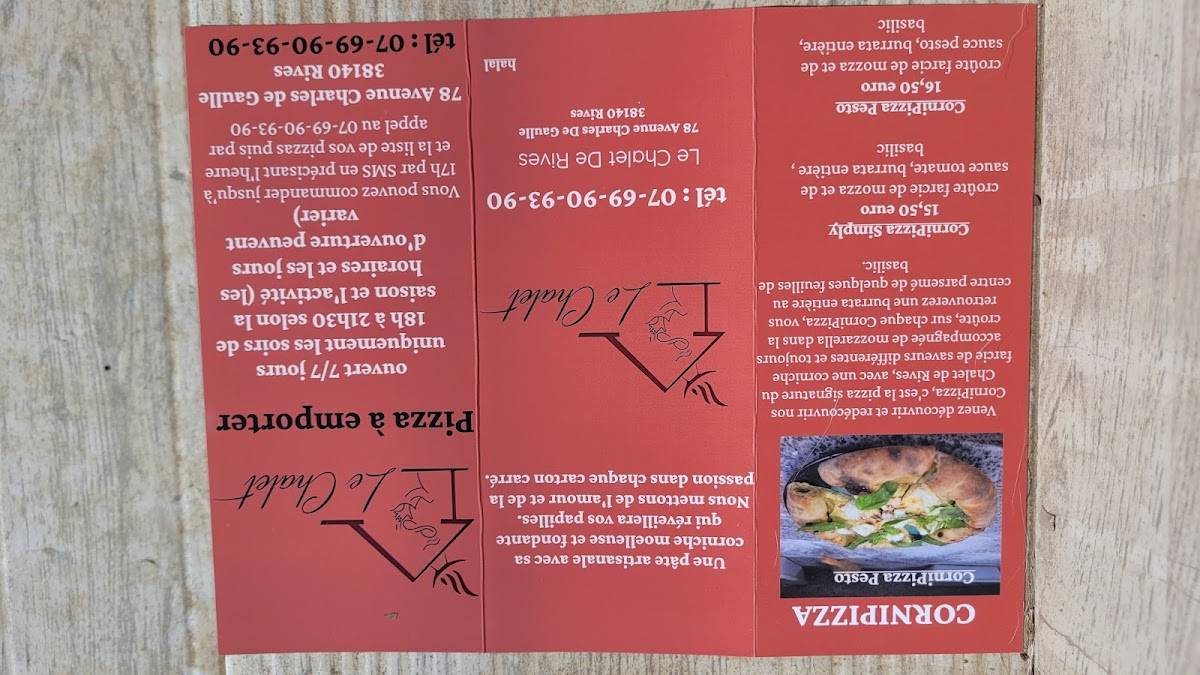 Menu de Le Chalet - Pizzeria