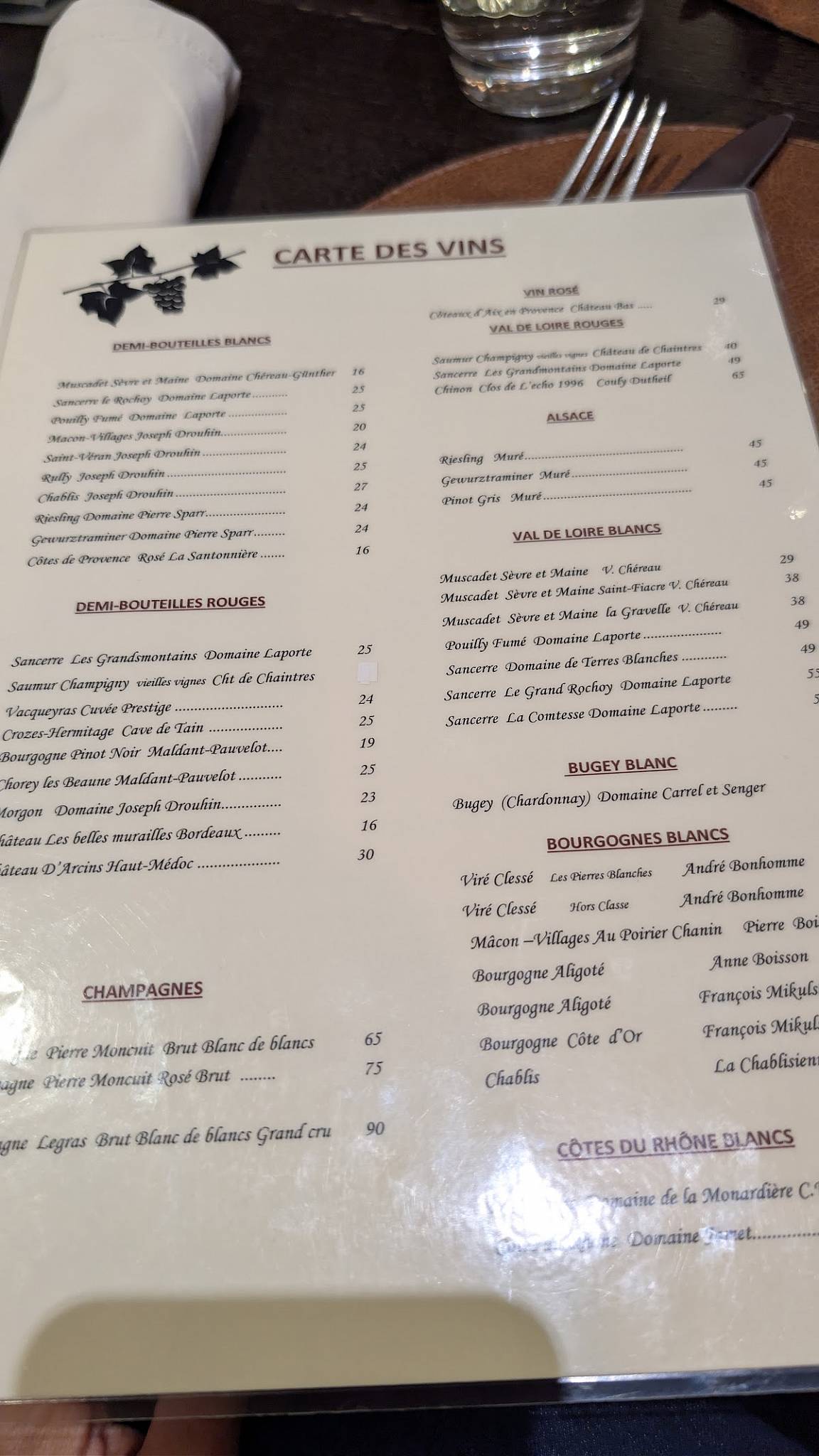 Menu de LE CHANNEL