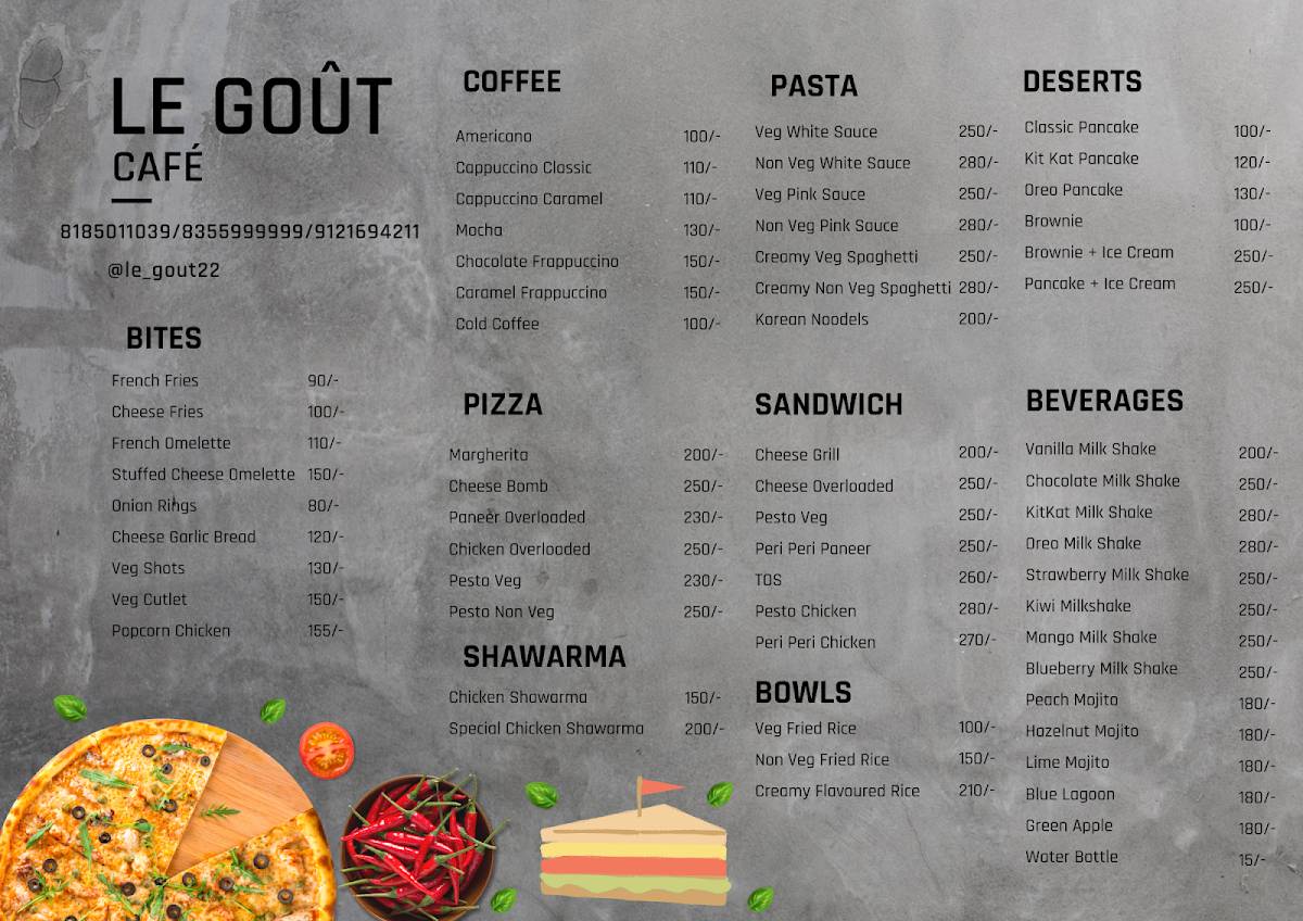 Le Goût menu
