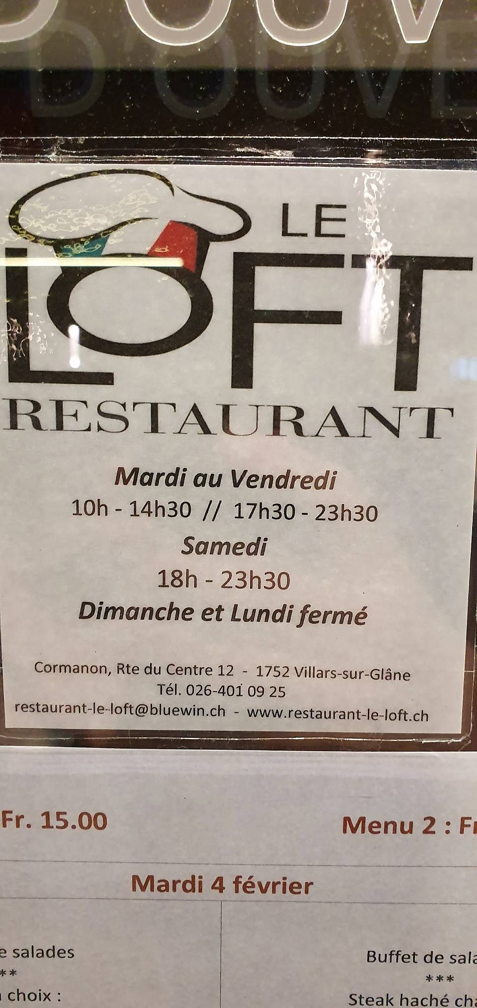 Menu di Le Loft 