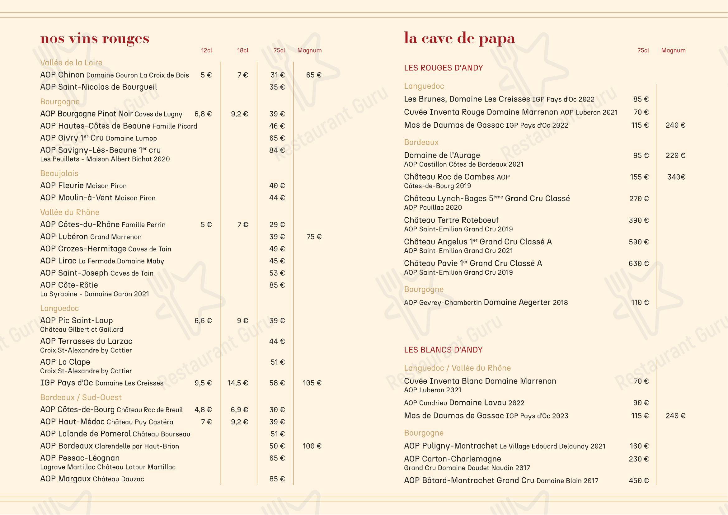 Le Mabilay dans Rennes - Menu