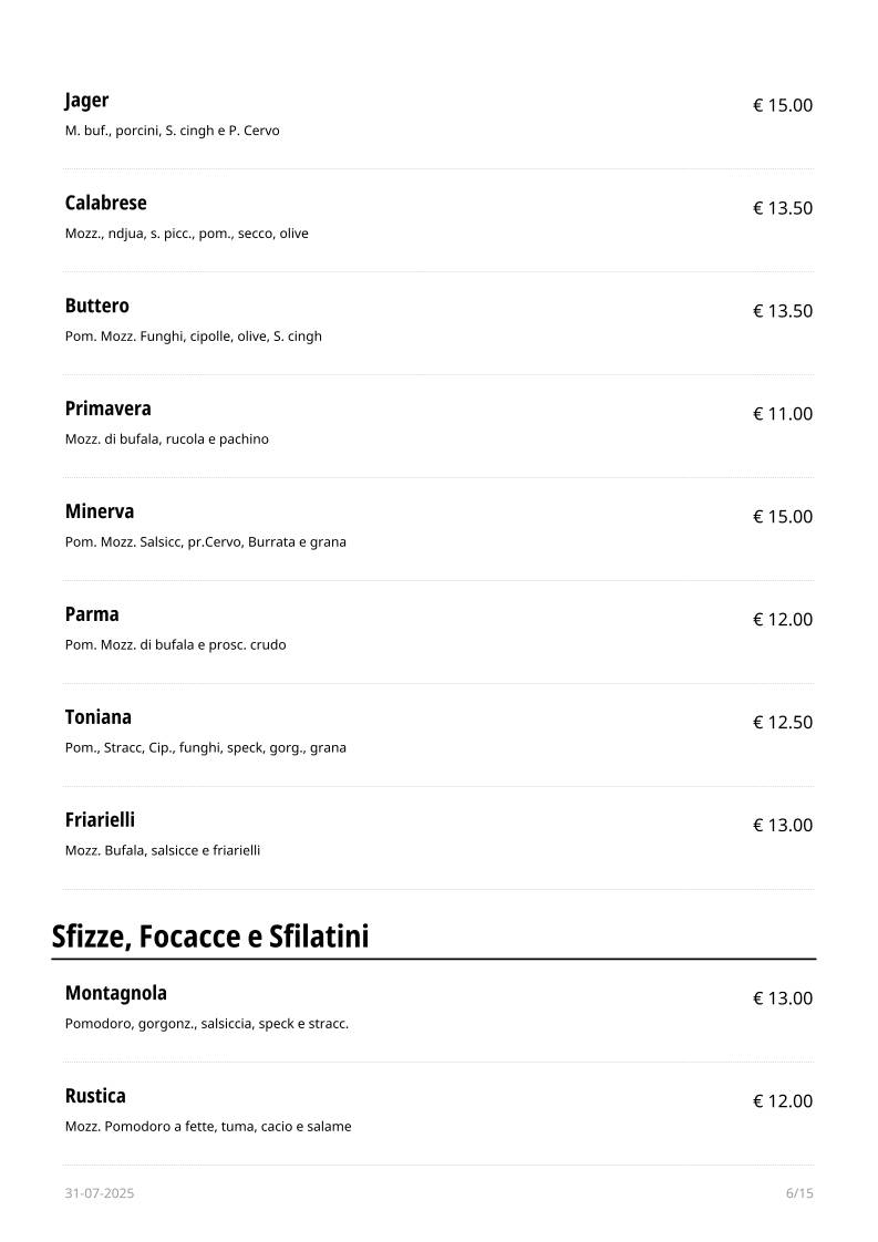 Menu di Le Maschere 