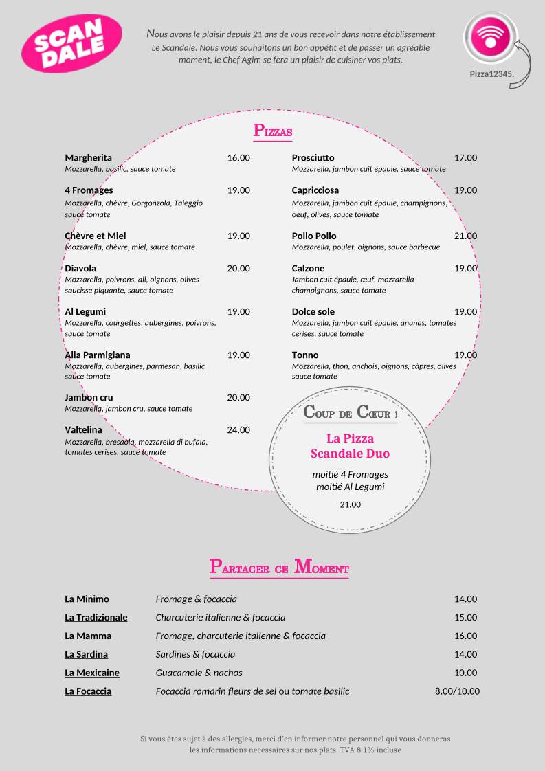 Menu di Le Scandale 