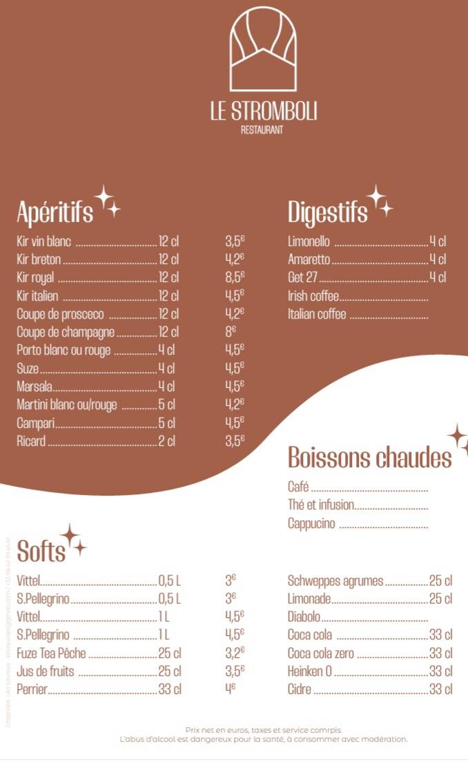 Menu de Le Stromboli