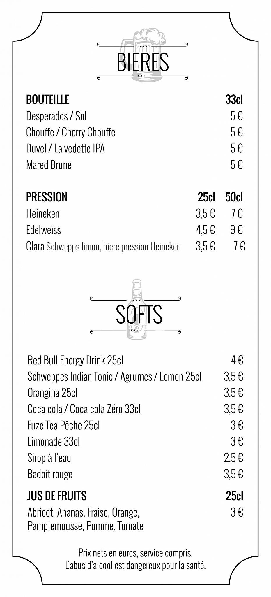 Menu de Le Biniou Mercière