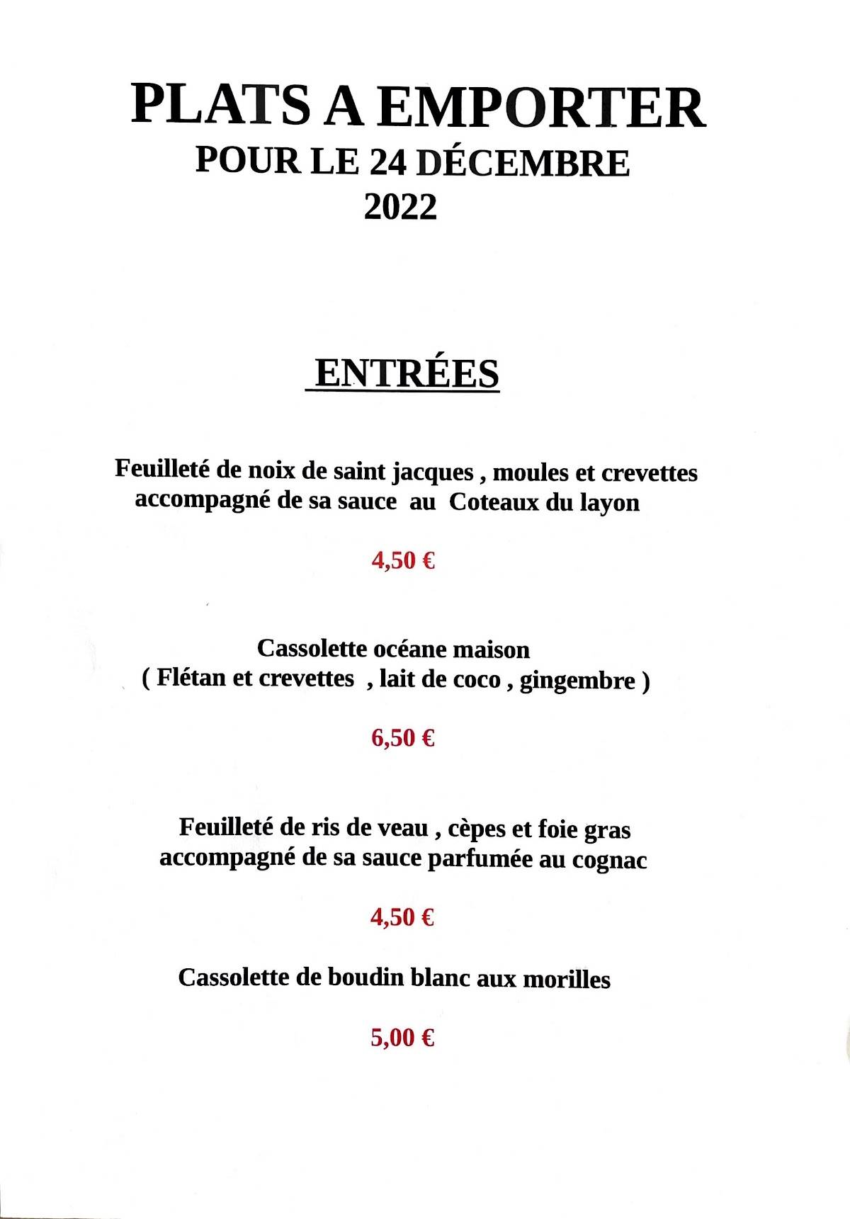 Menu at Le Marmiton restaurant, São Paulo