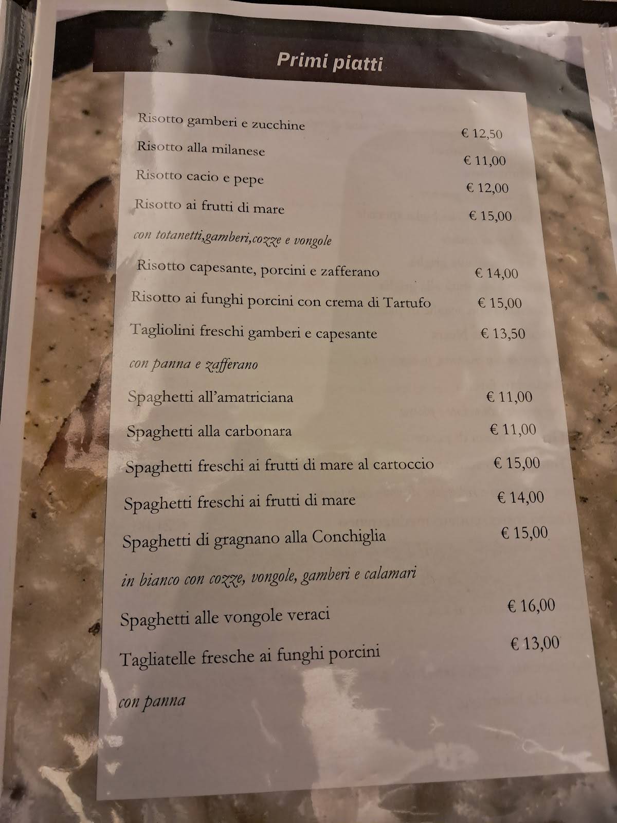 Menu di Ristorante Pizzeria La Conchiglia 