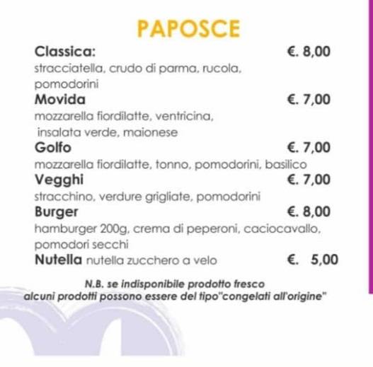 Menu di Leon d'oro 