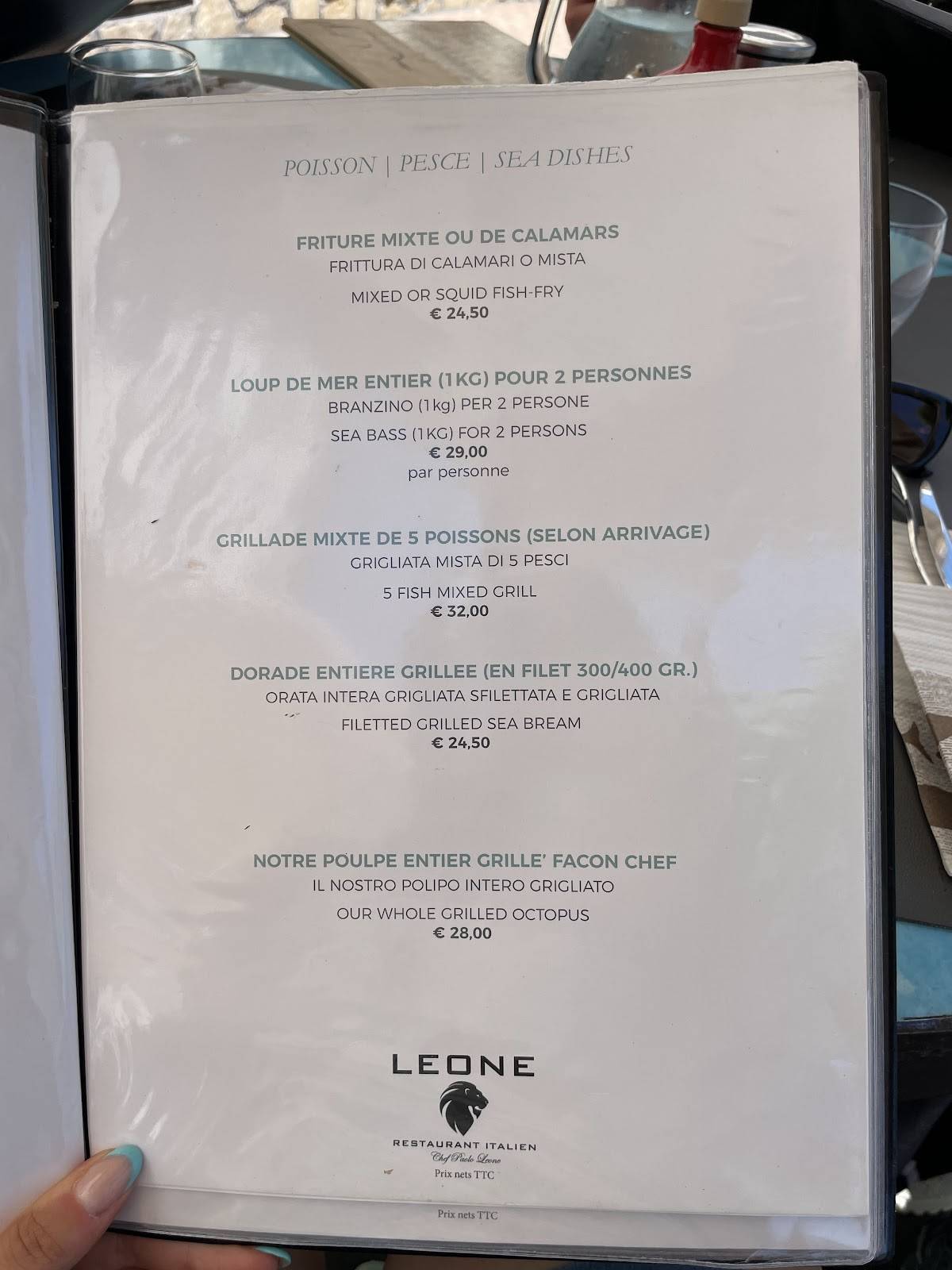 Menu de Léone