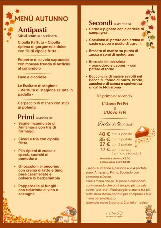 Menu di L'Oca Fifì 