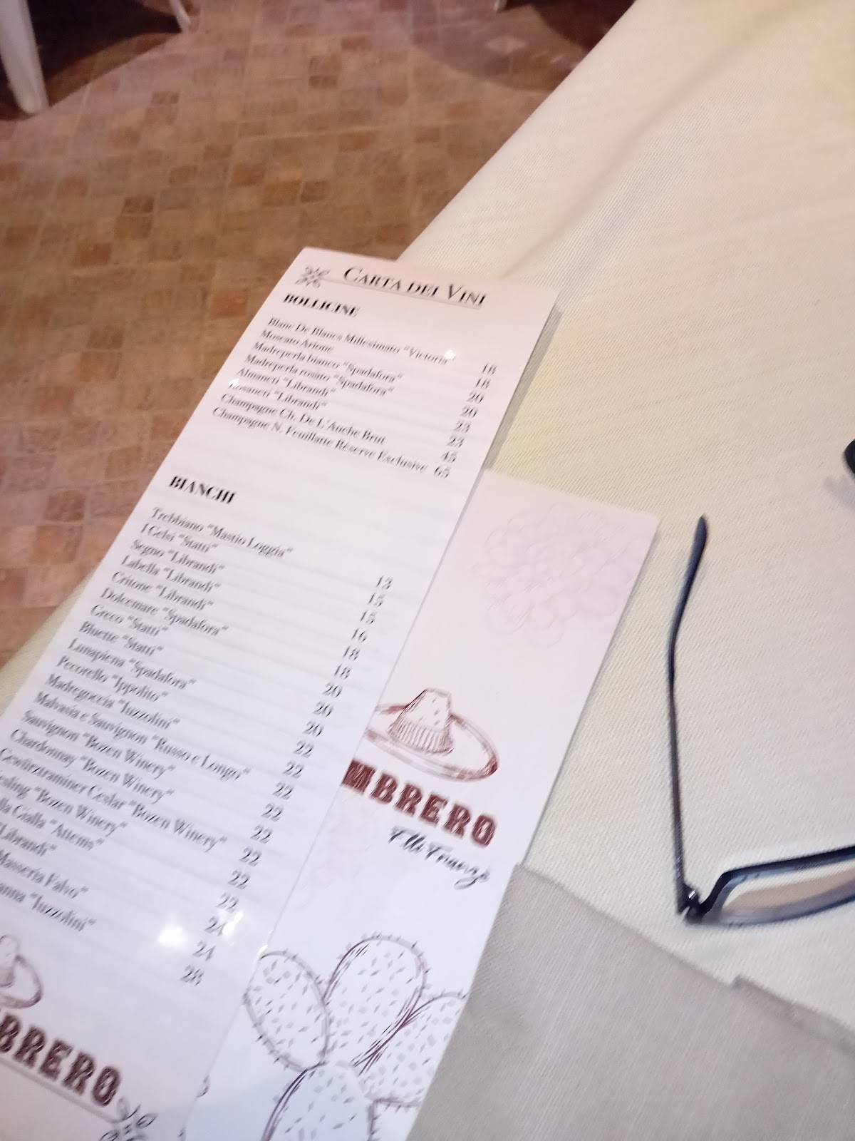Menu di Lido el Sombrero 