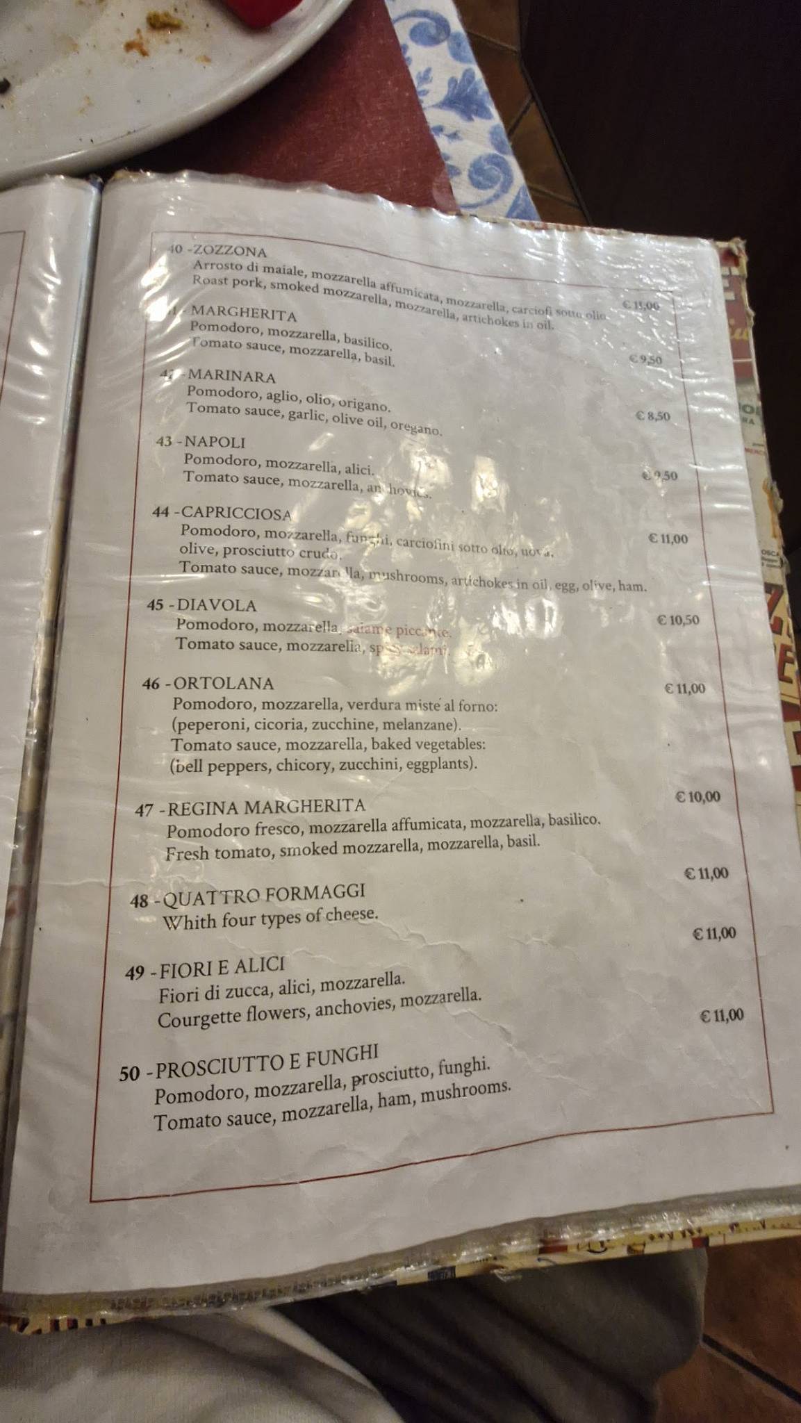 Menu di Lo Zozzone 