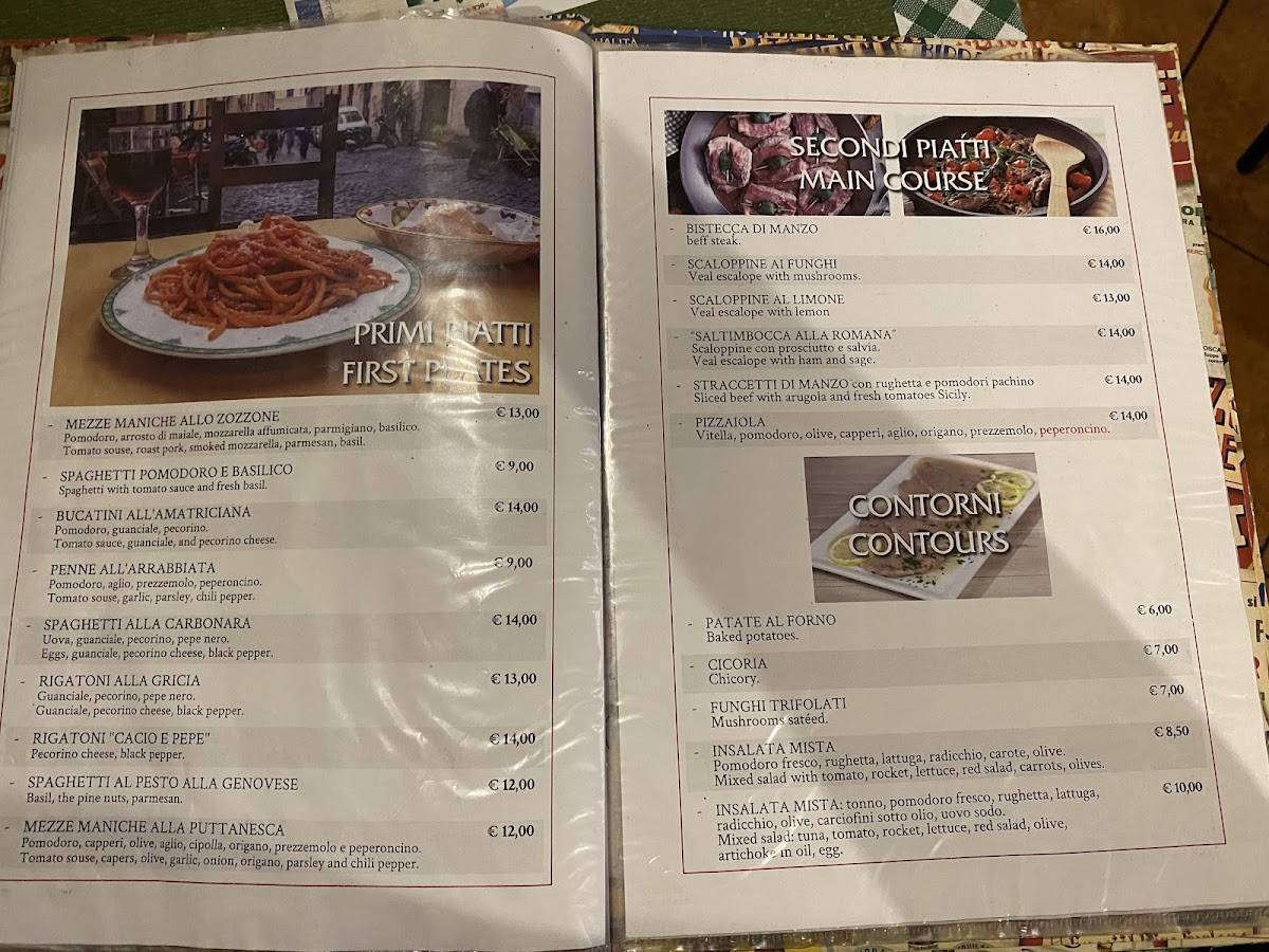 Menu di Lo Zozzone 
