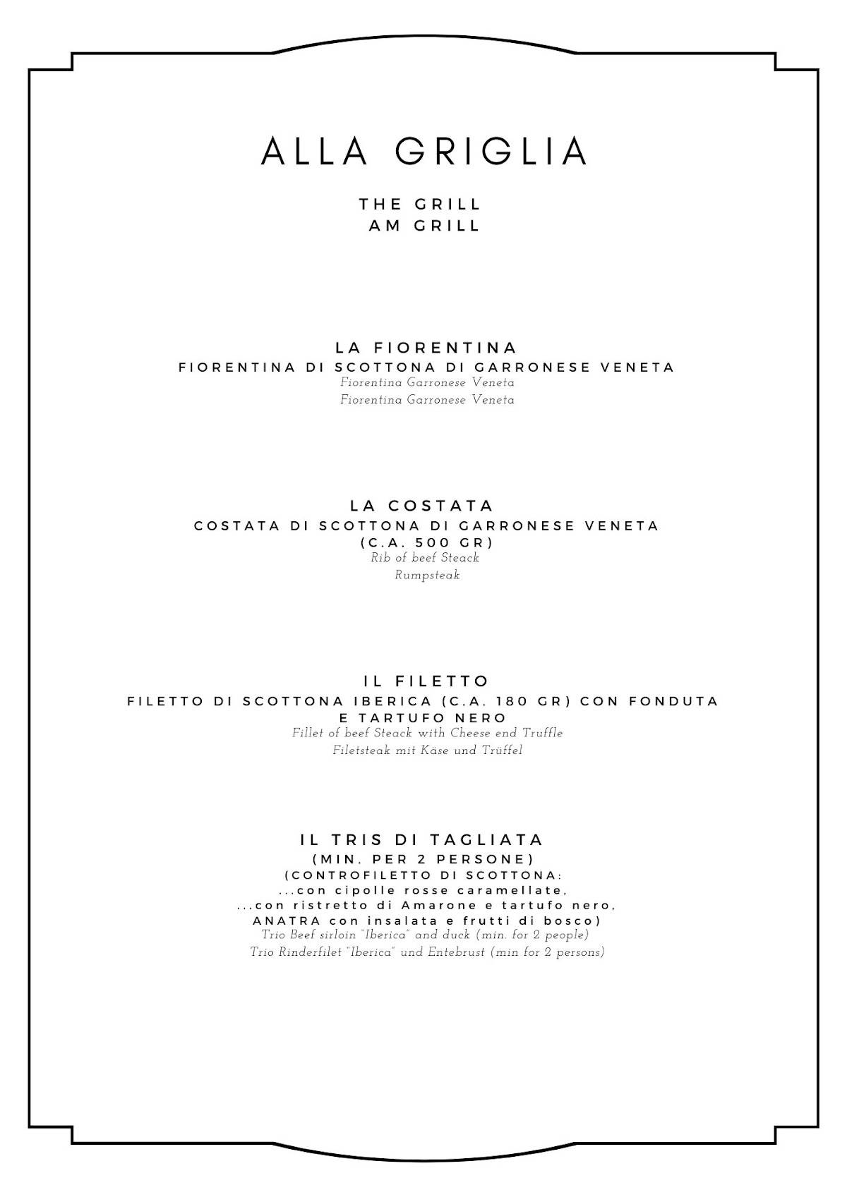 Menu di Locanda Arizona 